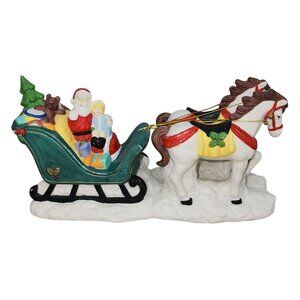 Vintage Collins Collection Limited Christmas Santa Horses Ceramic Figurine READ